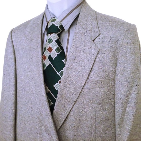 Vintage 60s Silk Blazer Bel-Air Clothes USA-Made Sport Coat -44R Pockets Silvery - Picture 5 of 11